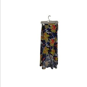 Alya For Francesca's Women's S Wrap Floral Multicolor High Low Lightweight Skirt